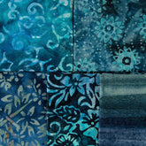 Deep Blue Lagoon Bali Batik Colour Moods Fat Quarter Bundle - 5 Fat Quarters, 100% Cotton